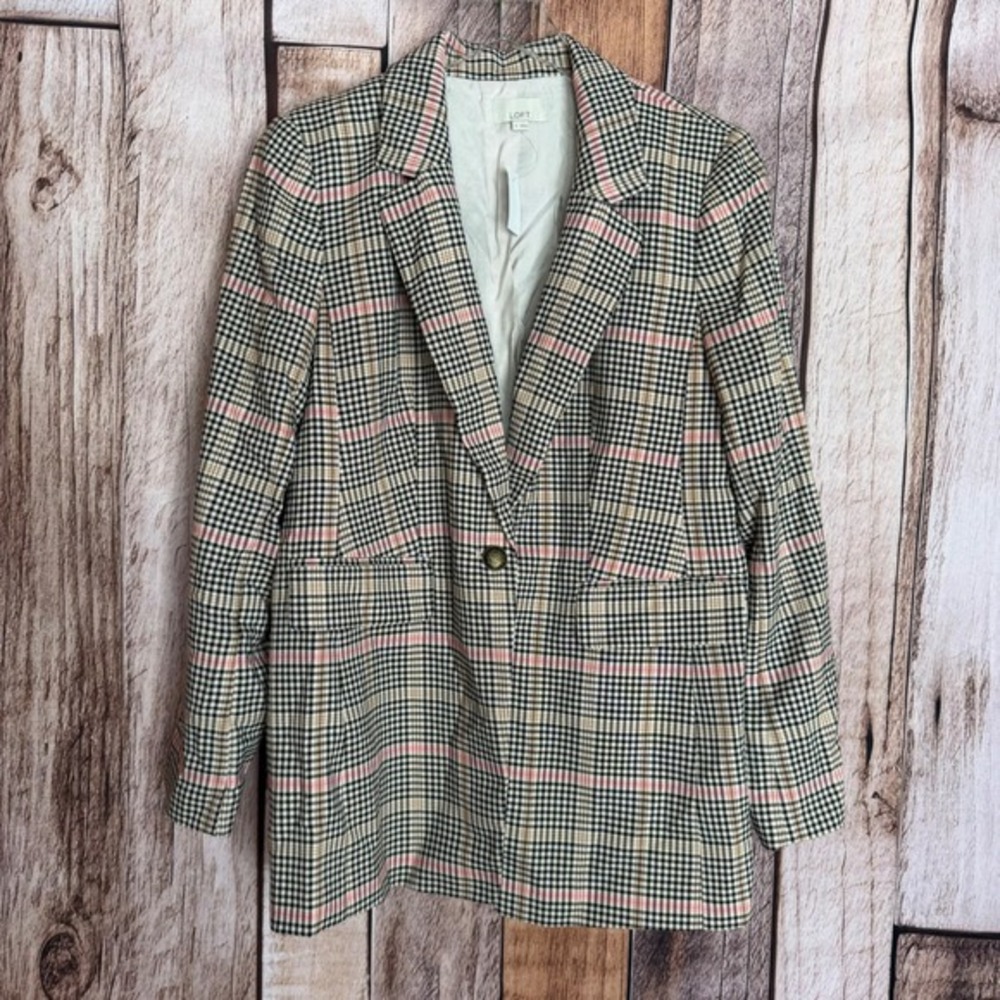 LOFT Plaid Blazer Preppy Academia‎ Office Quiet Luxury Workwear Work Size 6 NWT